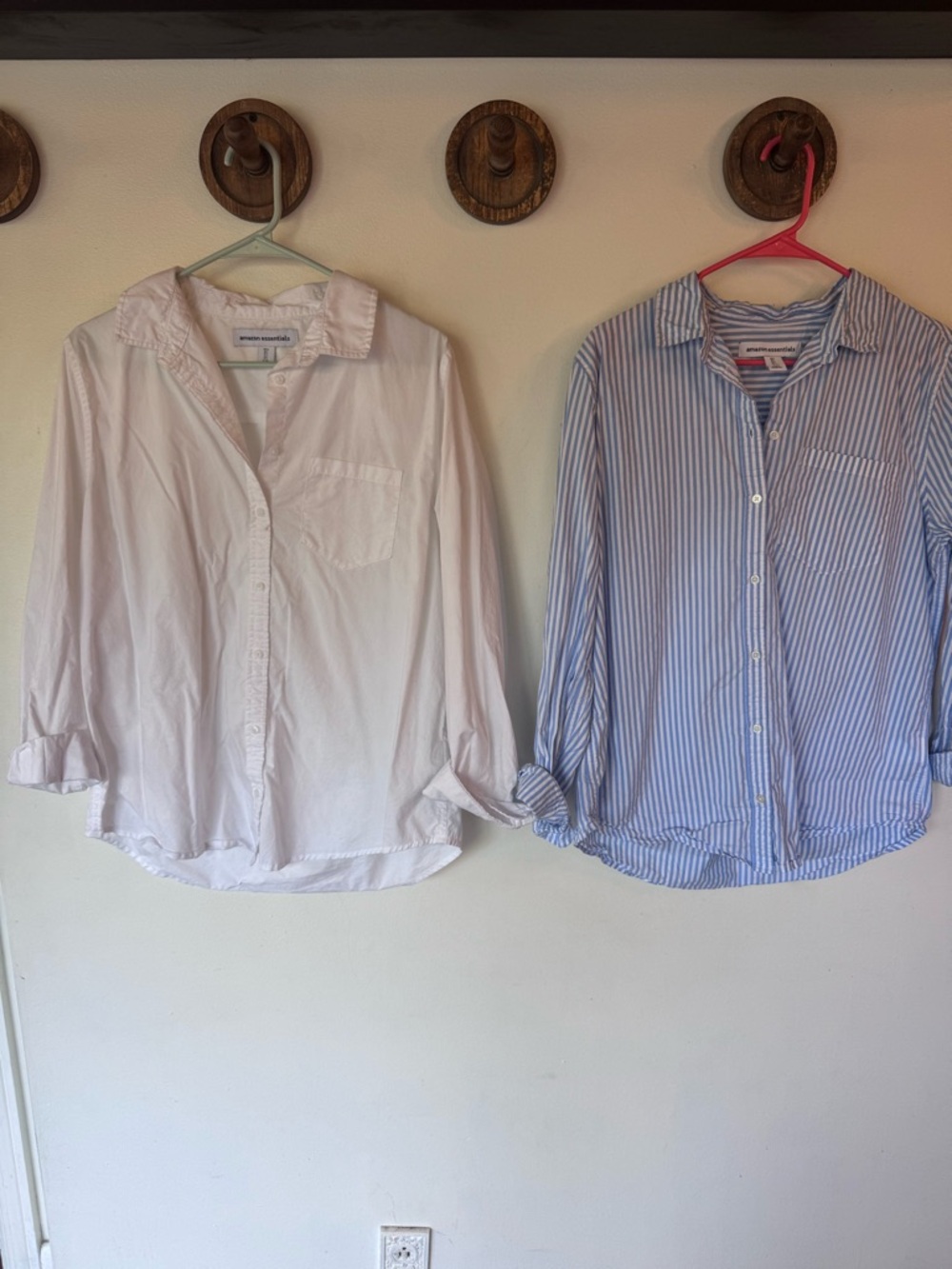 Amazon Essentials White and blue striped Button-Up Shirts bundle size large